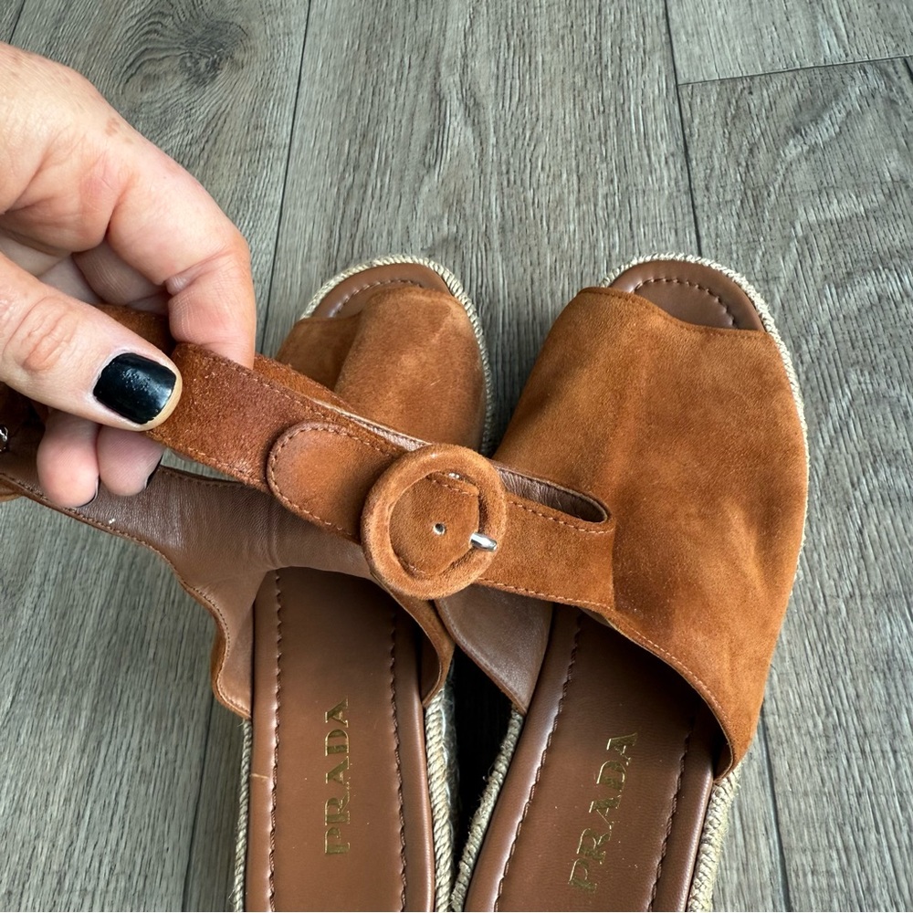 Prada Platform Cloudbust Sandals Leather Suede 39… - image 8